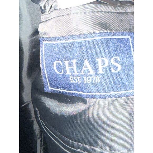 Chaps Men’s Dark Grey 2 Button Sports Coat Suit Jacket Size 48L 100% Wool - Picture 2 of 5